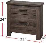 ZUN Natural Finish Striking Wooden Nightstand Bedside Table 2x Drawers Storage bedroom Furniture HSESF00F5476