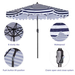 ZUN Outdoor Patio Umbrella 9-Feet Flap Market Table Umbrella 8 Sturdy Ribs with Push Button Tilt and 81754244