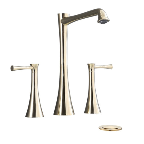 ZUN Widespread 2 Handles Bathroom Faucet with Drain Assembly, Gold W122462810