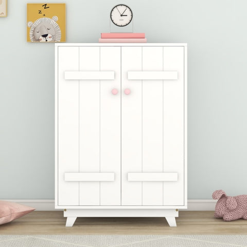 ZUN Wooden Wardrobe Cabinet with Hanging Rod, Storage Armoires with Doors ,White WF320864AAK