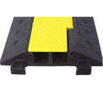 ZUN Cable Protector Ramp, 2 Channels Speed Bump Hump, Rubber Modular Speed Bump Rated 11000 LBS Load W465121324