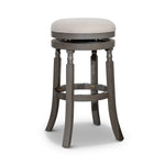 ZUN 30" Bar Stool, Weathered Gray Finish, Beige Fabric Seat B04660733