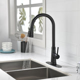 ZUN Single Handle High Arc Pull Out Kitchen Faucet,Single Level Stainless Steel Kitchen Sink Faucets 30523616