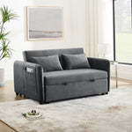 ZUN Convertible Sofa Bed, 3-in-1 Versatile Velvet Double Sofa with Pullout Bed, Seat with Adjustable W1853112513