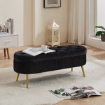 ZUN Storage bench suit a bedroom soft mat tufted bench sitting room porch oval footstool black W1359120056