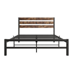 ZUN Full Size Platform Bed Frame with Rustic Vintage Wood Headboard, Strong Metal Slats Support Mattress W84084262