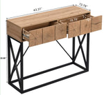 ZUN 43.31'' Luxury Wood Sofa Table, Industrial Console Table for Entryway, Hallway Tables with Two W1071134251