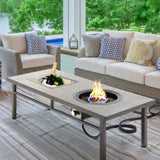 ZUN Wholesale Aluminum Outdoor Coffee Dining Patio Firepit Table Propane Gas Fire Pit Table With W1828140375