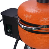 ZUN 24 "Ceramic Pellet Grill with 19.6" diameter Gridiron Double Ceramic Liner 4-in-1 Smoked Roasted BBQ ET299476ORG