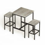 ZUN Bar Table Set, Square Bar Table with 2 Bar Chairs, Industrial Style Bar Chairs for Kitchen Breakfast W1668P143182