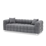 ZUN 2146 Sofa Include Two Pillows 80" Gray Grain Fleece Fabric Suitable For Living Room Bedroom W127853740