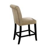 ZUN Set of 2 Padded Chenille Dining Chairs in Beige and Antique Black B016P156584