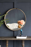 ZUN 28" Round Wood Mirror, Wall Mounted Mirror Home Decor for Bathroom Living Room W2078124099