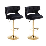 ZUN Bar Stools With Back and Footrest Counter Height Dining Chairs-Velvet Black-2PCS/SET W67663277