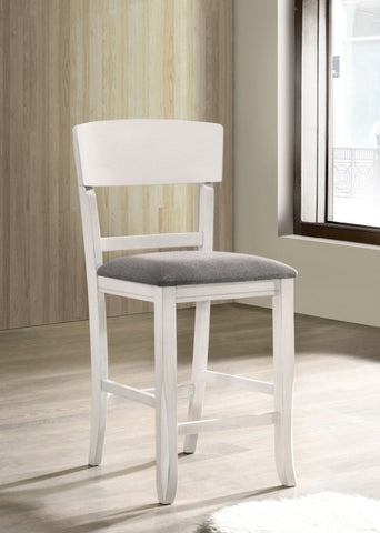ZUN Contemporary Dining Room Counter Height Chairs Set of 2 Chairs only White Solid wood Gray Padded B01157350