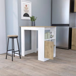 ZUN Aurora Kitchen Island with Open Compartment and Cabinet in White and Macadamia B062111733
