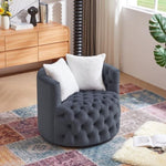 ZUN Modern Swivel Barrel Chair with 360&deg; Rotating Base and 2 Pillows, Modern Velvet Reading Chair with W1123111896