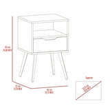 ZUN Haverson 1-Drawer 1-Shelf Nightstand Smokey Oak and White B06279998