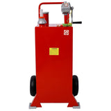 ZUN 30 Gallon Gas Caddy With Wheels, Fuel Transfer Tank Gasoline Diesel Can Reversible Rotary Hand W46568159