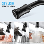 ZUN Kitchen Faucet- 3 Modes Pull Down Sprayer Kitchen Tap Faucet Head, Single Handle&Deck Plate for 1or3 W108366787