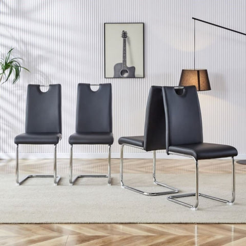 ZUN Modern Dining Chairs Set of 4, Side Dining Room/Kitchen Chairs, Faux Leather Upholstered Seat and WF312276AAB