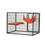 ZUN 4-Story Pet Cage, Bunny Hutch with Ladder, Lockable Wheels and Removable Tray, Black and Orange W2181P153020