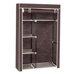 ZUN 64" Portable Closet Storage Organizer Wardrobe Clothes Rack with Shelves Dark Brown 40344709