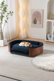 ZUN Scandinavian style Elevated Dog Bed Pet Sofa With Solid Wood legs and Walnut Bent Wood Back, W794125959