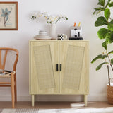 ZUN Kitchen storage cabinets with rattan decorative doors, buffets, wine cabinets, dining rooms, 40839798