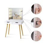 ZUN Wooden Vanity Table Makeup Dressing Desk with LED Light,White GLT18167WH