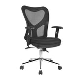 ZUN Techni Mobili High Back Mesh Office Chair With Chrome Base, Black RTA-0098M-BK