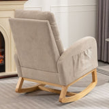 ZUN Accent Rocking Chair with Footrest High Back Rubber Wood Rocking Legs Bedroom Living Space 26.77D X W2231P143504