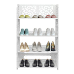 ZUN Wood-plastic Board Four Tiers Carved Shoe Rack White A 97499052