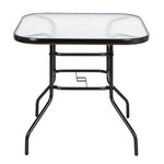 ZUN Outdoor Dining Table Square Toughened Glass Table Yard Garden Glass Table 42490805