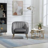 ZUN Velvet Accent Chair with Ottoman, Modern Tufted Barrel Chair Ottoman Set for Living Room Bedroom, W133360796
