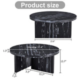 ZUN Black MDF material circular coffee table with texture, 31.4 inch black middle modern tea W1151131601