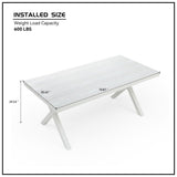 ZUN 70.87inch Rectangular Dining Table with X-shape Aluminum Table Leg/Metal Base, White W1209107728