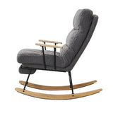 ZUN Modern Teddy Gliding Rocking Chair with High Back, Retractable Footrest, and Adjustable Back Angle W2012137613