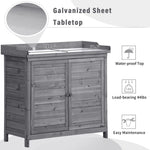 ZUN TOPMAX Outdoor 39" Potting Bench Table, Rustic Garden Wood Workstation Storage Cabinet Garden Shed WF285324AAE