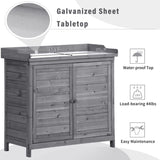 ZUN TOPMAX Outdoor 39" Potting Bench Table, Rustic Garden Wood Workstation Storage Cabinet Garden Shed WF285324AAE