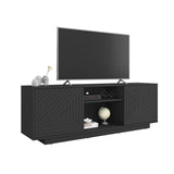 ZUN Techni Mobili Modern TV Stand for TVs Up to 70", Black B031P154883