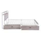 ZUN Queen Size Metal Platform Bed Frame with Two Drawers,Sockets and USB Ports ,Slat Support No Box WF290267AAK