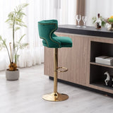 ZUN Bar Stools With Back and Footrest Counter Height Dining Chairs-Velvet Green-2PCS/SET W67663279