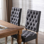 ZUN Mid-Century Wooden Frame Linen Fabric Tufted Upholstered Dining Chair,Set of 2,Grey W72854345