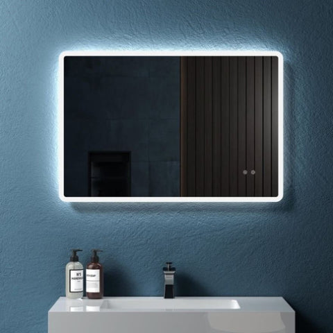 ZUN 36" W x 24" H Modern Wall Mounted LED Backlit Anti-Fog Rounded Rectangular Bathroom Mirror with US W1865108995