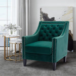 ZUN COOLMORE accent armchair living room chair with nailheads and solid wood legs W39540009