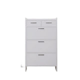 ZUN PVC Surface Shaker Shape Door Shoe Rack 3 Doors Shoe Cabinet With 2 Drawers With Open Space for W2139134911