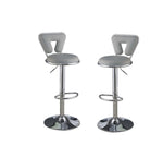 ZUN Adjustable Bar stool Gas lift Chair Gray Faux Leather Chrome Base metal frame Modern Stylish Set of HS00F1643-ID-AHD