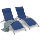 ZUN Outdoor Chaise Lounge Set of 2 Patio Recliner Chairs with Adjustable Backrest and Removable Pillow W1859109830