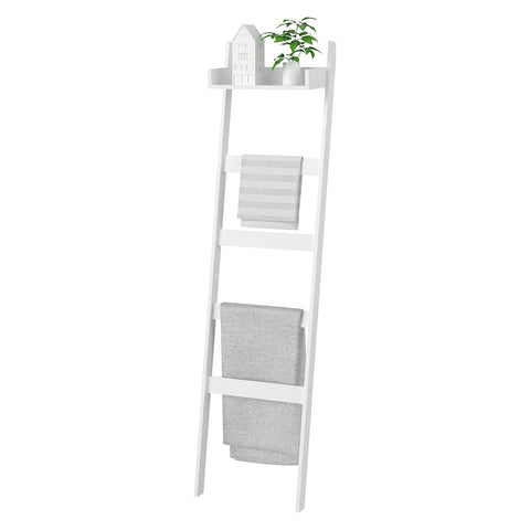 ZUN Blanket Ladder with Shelf, 5 Tier Towel Racks, Bamboo Blanket Holder, Decorative Blanket, Quilt, 18020145